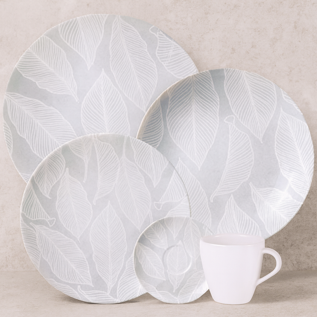 Aparelho de Jantar de Porcelana Arbo Cinza 20 Peças