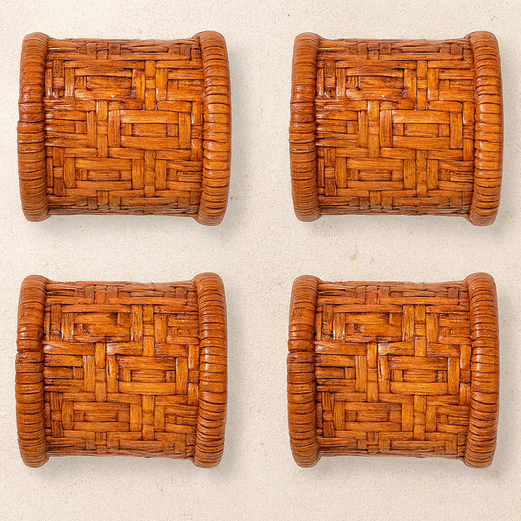 Argolas de Guardanapo Rattan Caramelo 4 Peças
