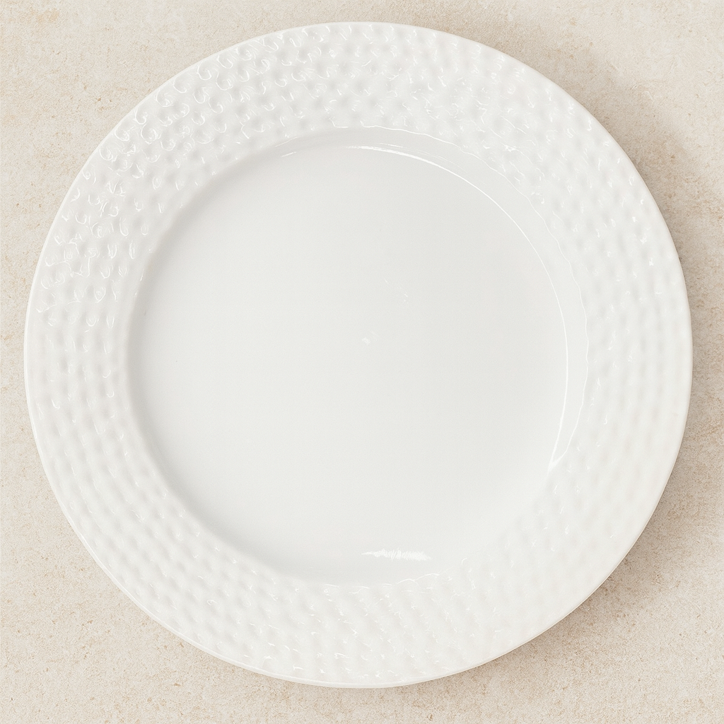Prato de Cerâmica Raso Botânica Branco 28 cm