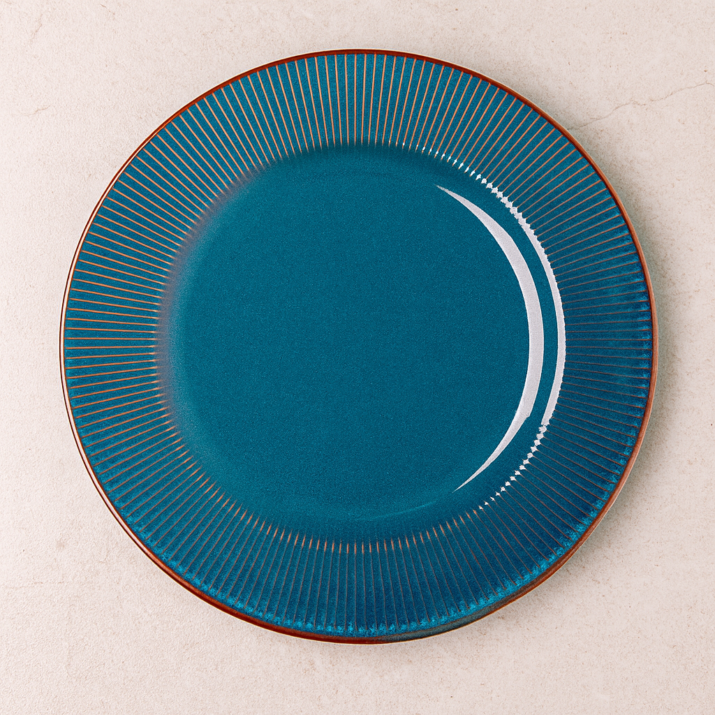 Prato de Cerâmica Raso Linear Azul 27 cm