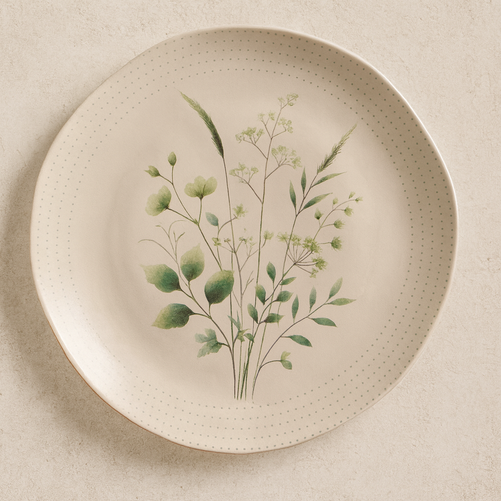 Prato de Cerâmica Raso Orgânico Ammi 27 cm