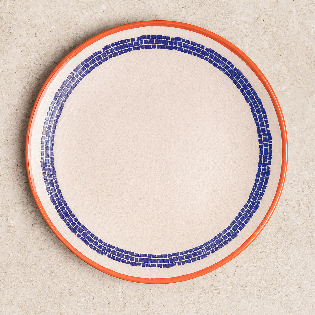 Prato de Cerâmica Raso Village Creme 25 cm