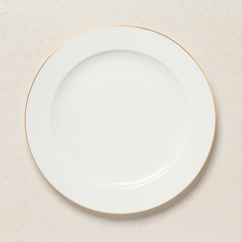Prato de Porcelana Raso Royal com Borda Dourada