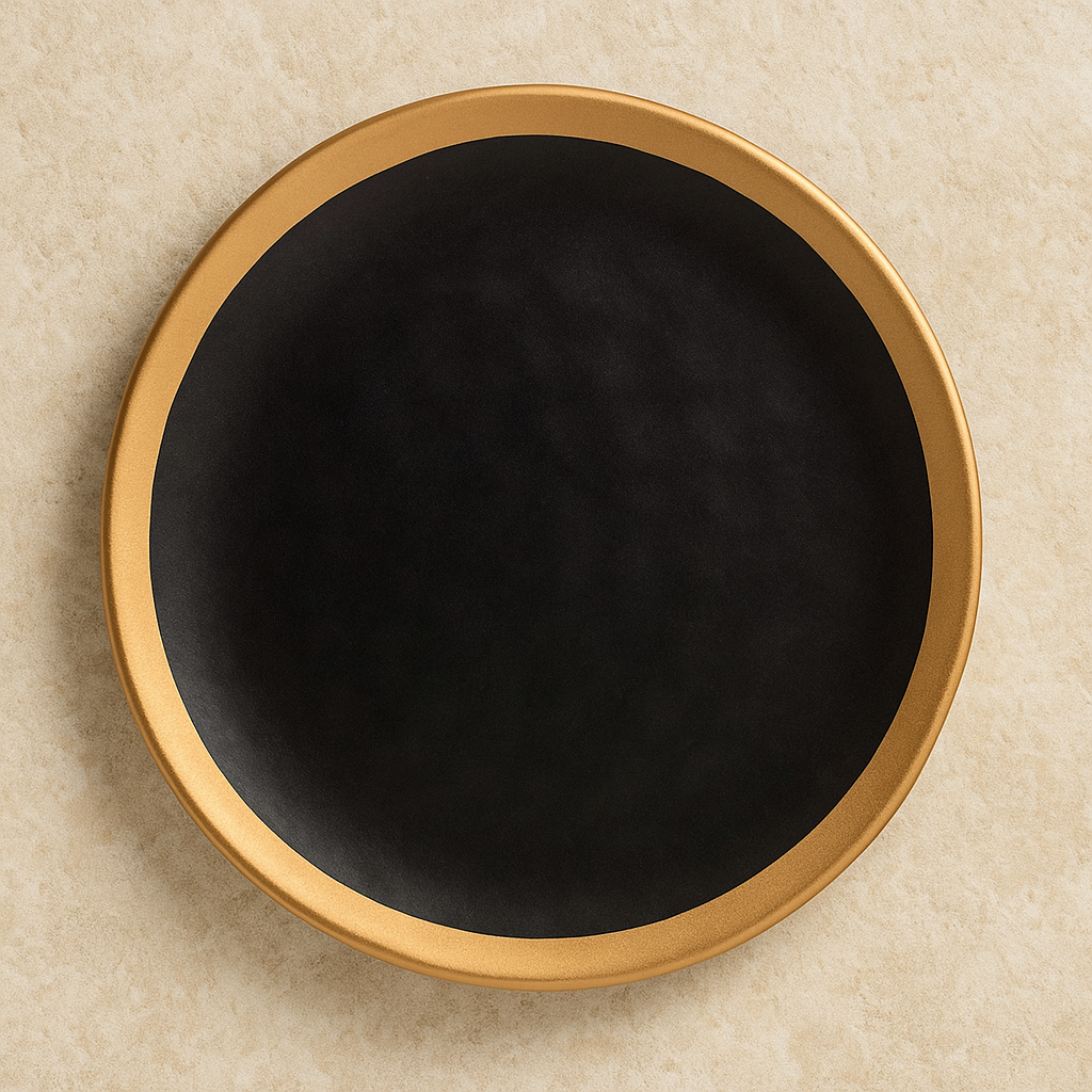 Prato de porcelana raso Dubai Preto 25 cm