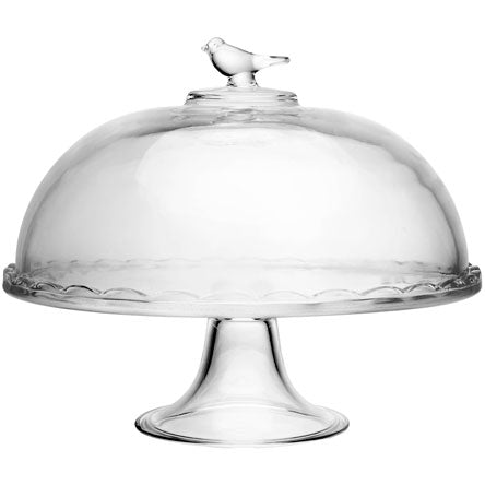 Boleira de Vidro Bird com Pé e Tampa – 29x24 cm