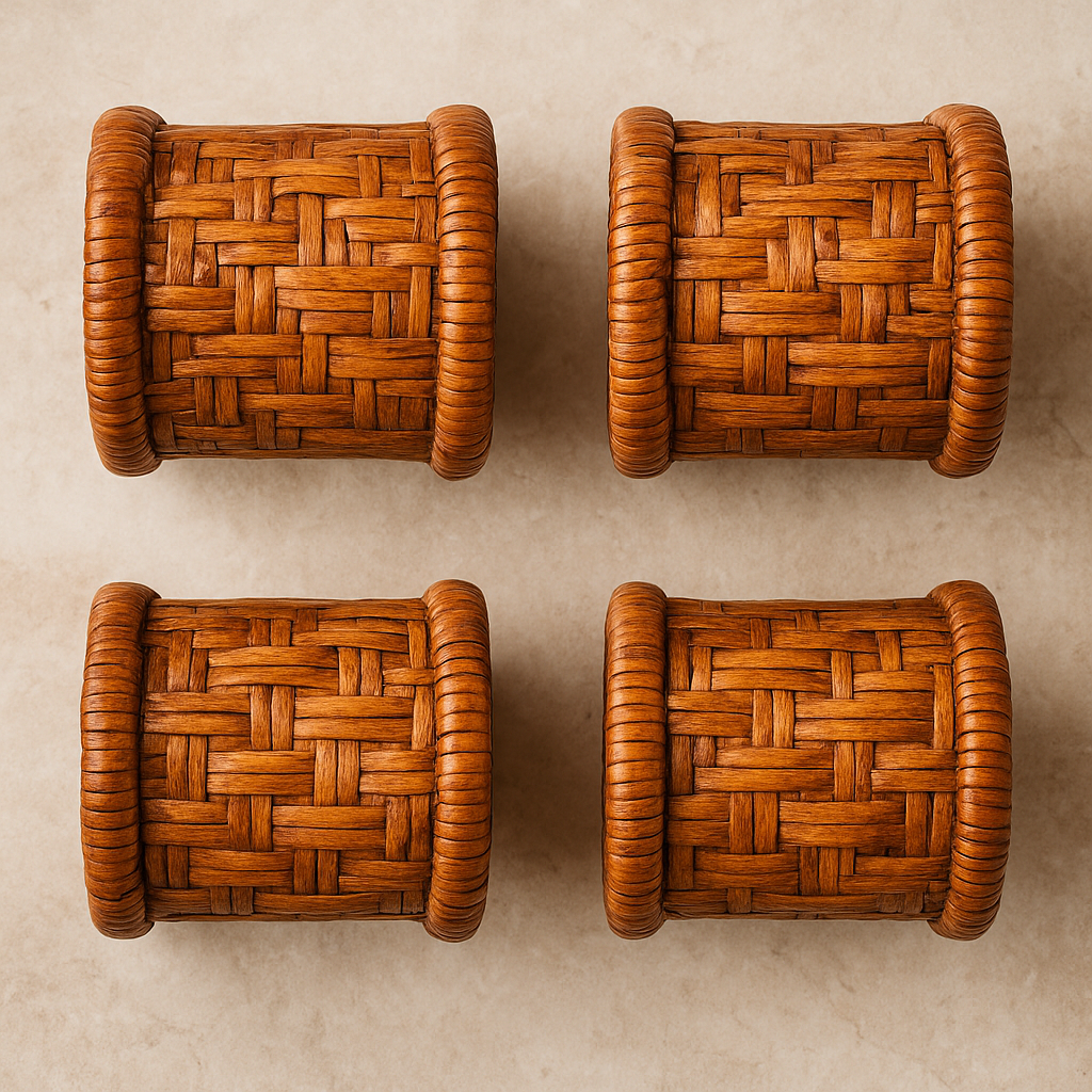 Argolas para Guardanapo de Rattan Caramelo – 04 peças