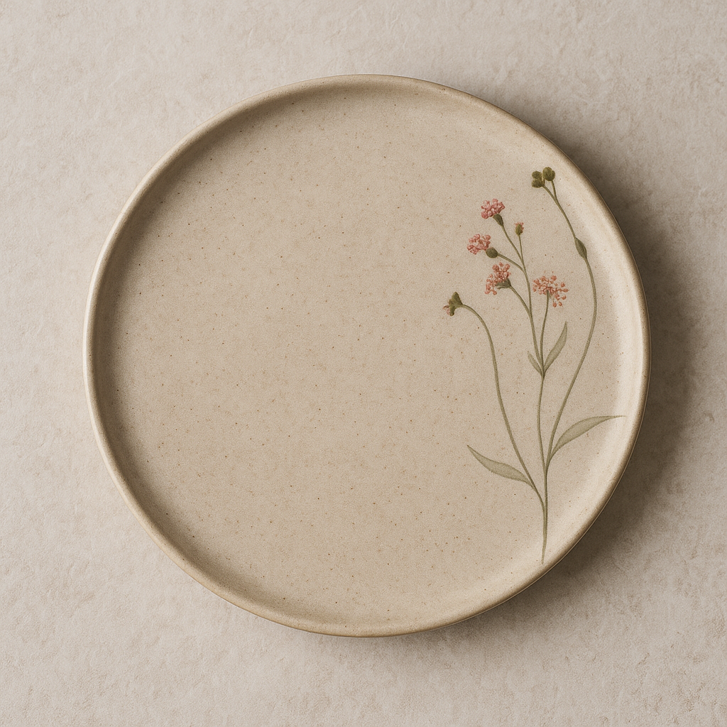 Prato de Cerâmica Sobremesa Bio Campestre Areia