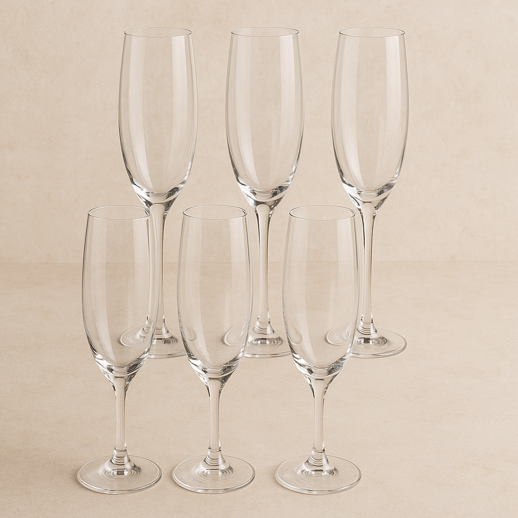 Jogo de Taças de Cristal Bohemia Champanhe 220 ml 06 peças