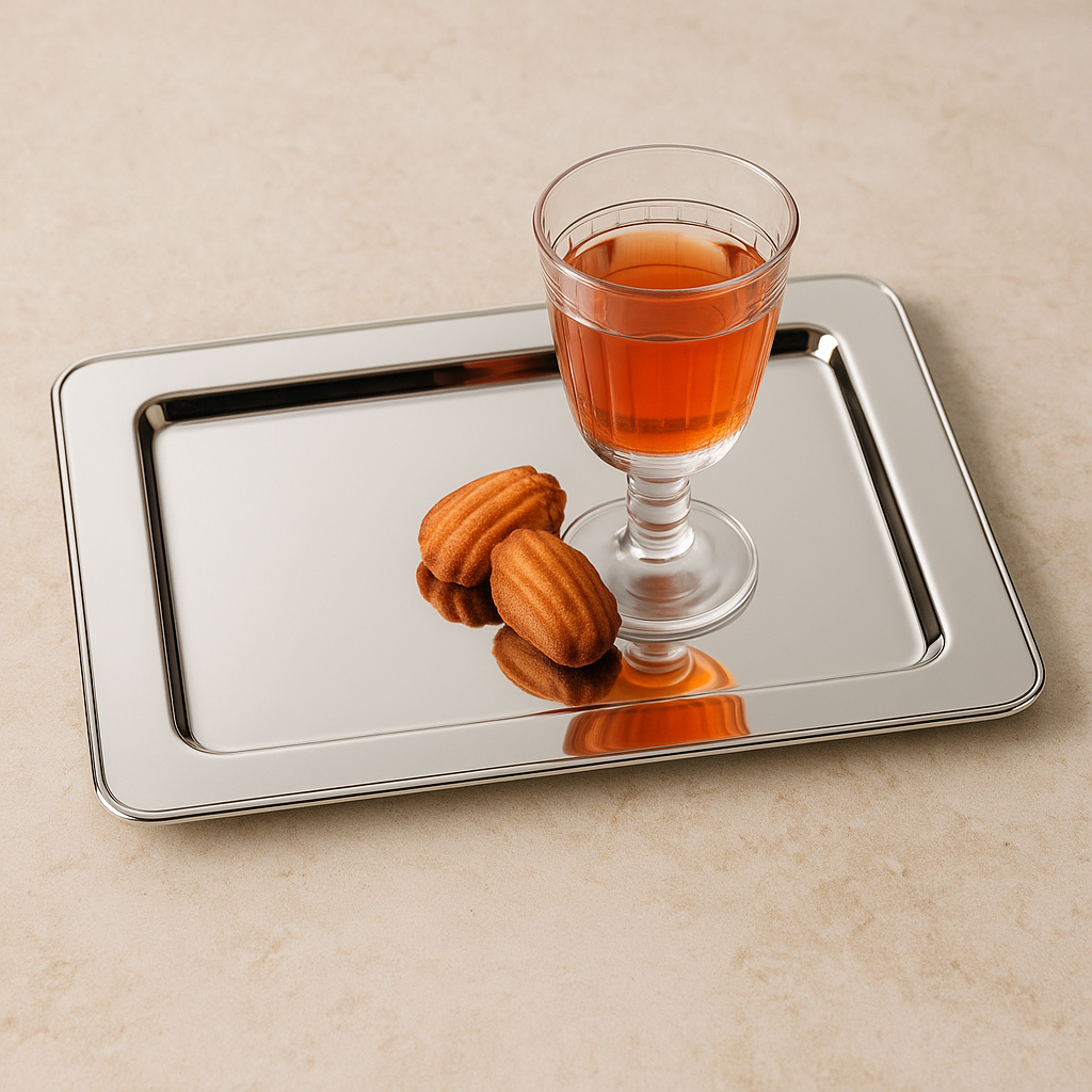 Bandeja Retangular em Inox Atina 37x23 cm