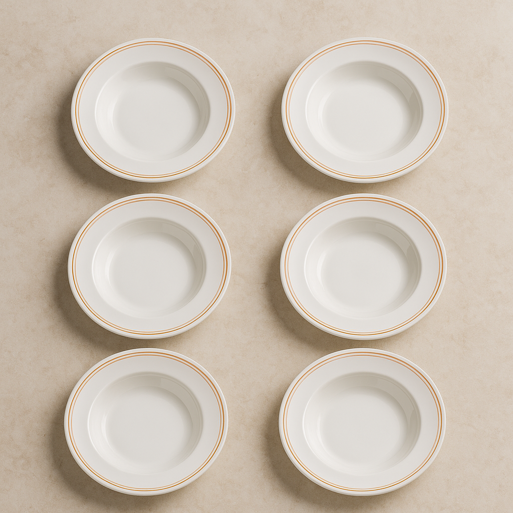 Jogo de Pratos Porcelana Monaco Branco Borda Dourada