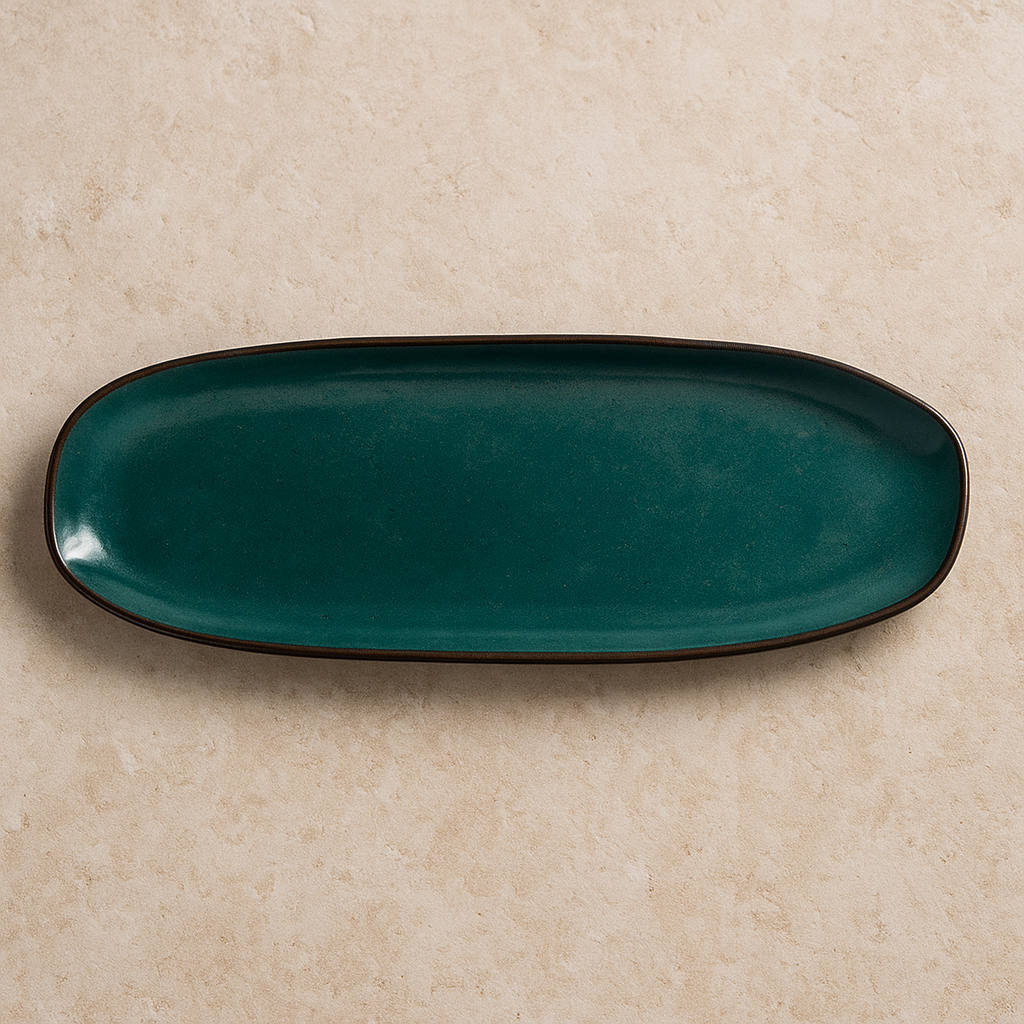 Travessa de Cerâmica Oval Oceano Azul 36x13 cm