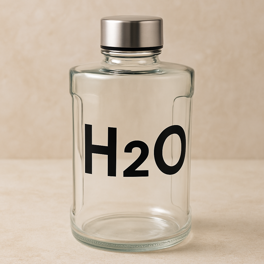 Garrafa de Vidro H2O com Tampa Inox 900ml