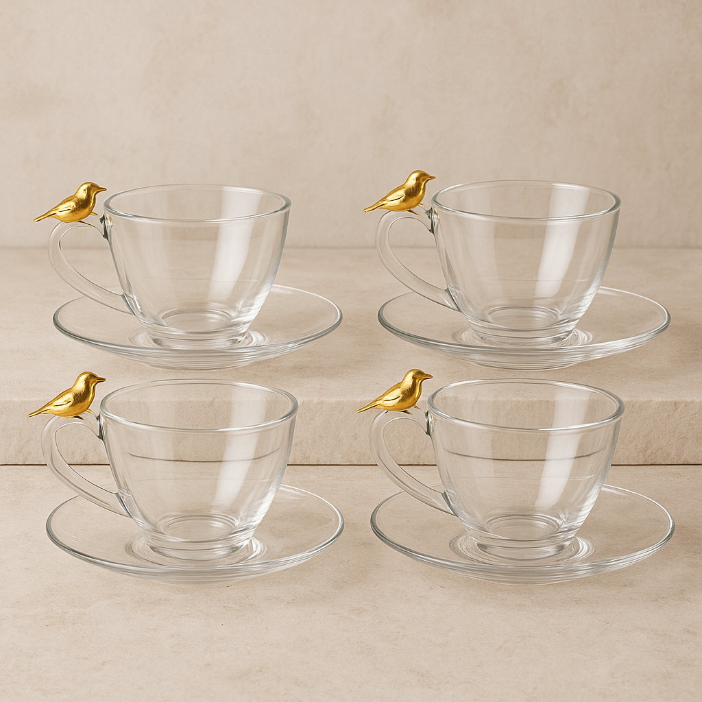 Jogo de Xícaras de Cristal Golden Bird 180 ml 08 peças
