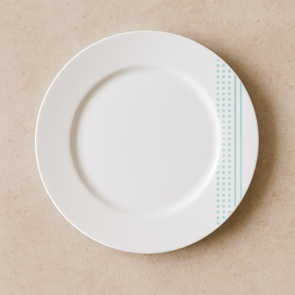 Prato de Porcelana Sobremesa Monocroma Branco 21 cm