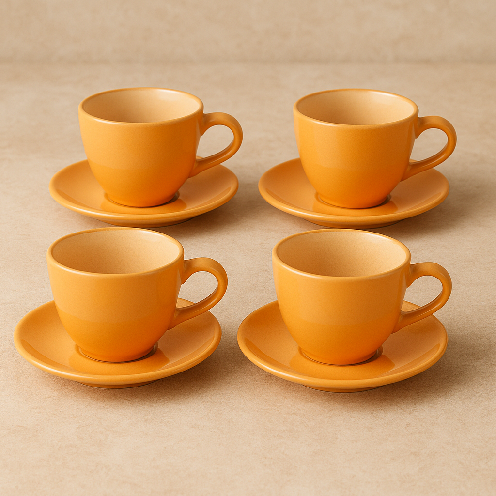 Jogo de Xícaras Vidro Chá Matte Laranja 170ml 08 Peças