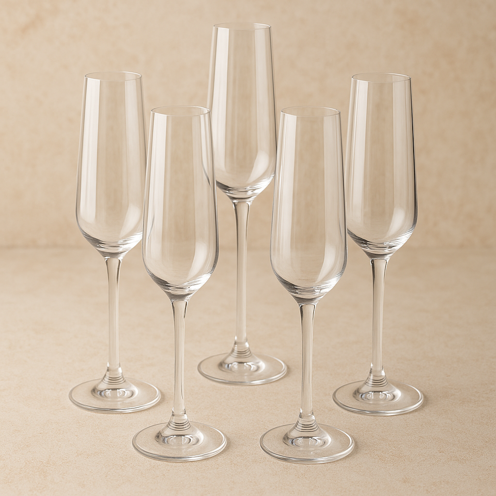 Jogo de Taças de Cristal Bohemia Corvus Champanhe 160ml 6 peças