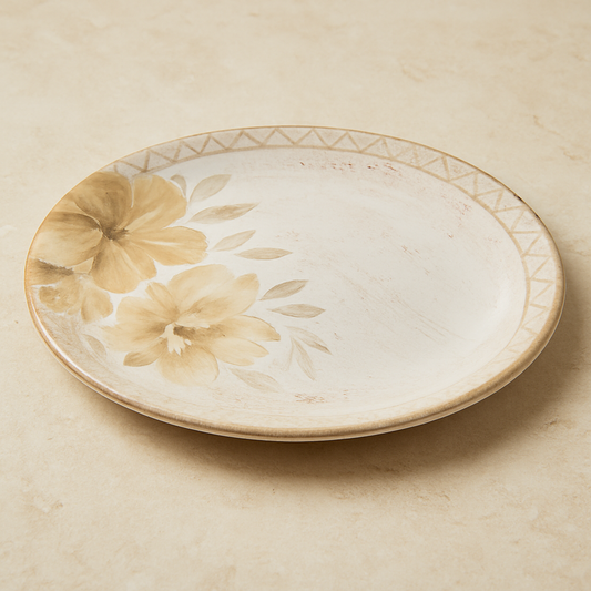 Prato de Sobremesa Cerâmica Magnólia Bege 20 cm