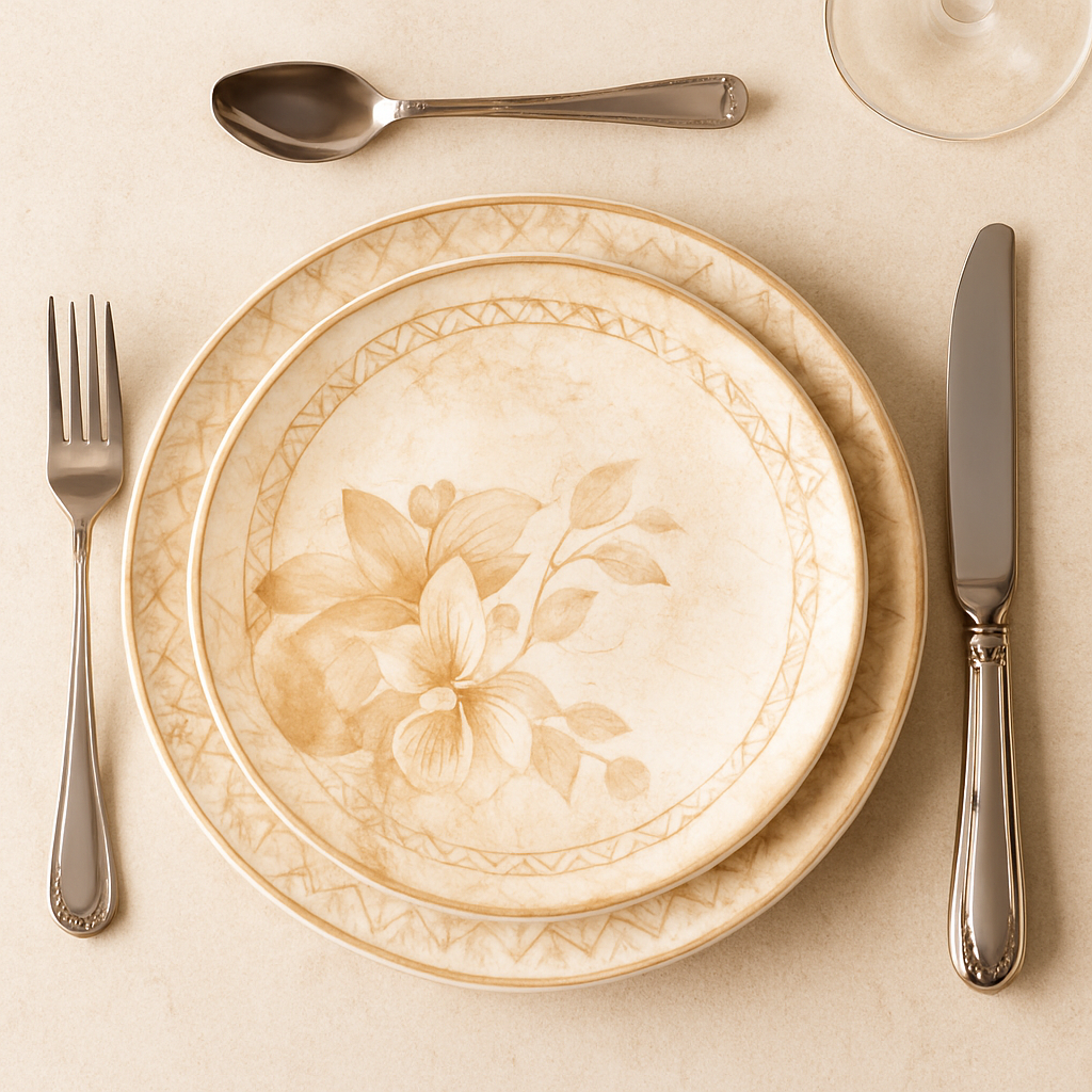 Prato de Sobremesa Cerâmica Magnólia Bege 20 cm