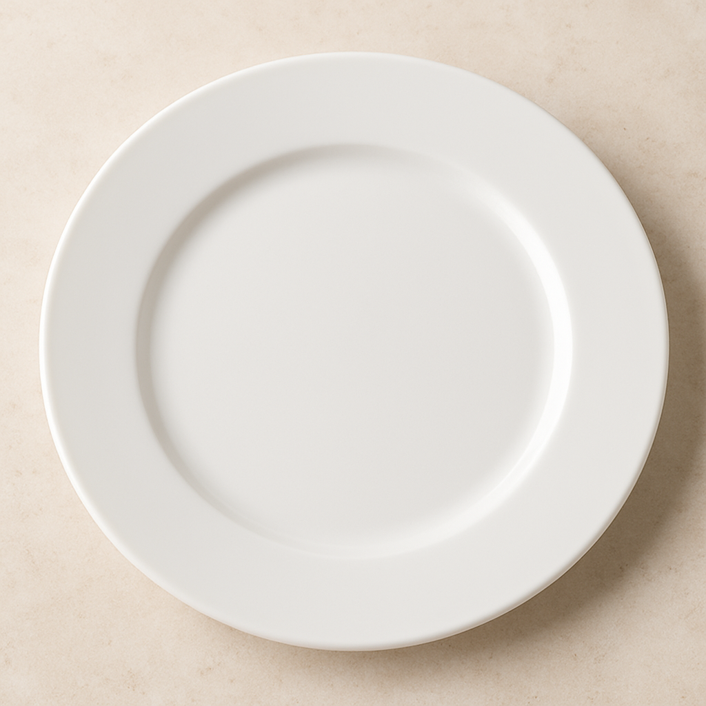 Prato de Sobremesa Cerâmico Flat Branco 21 cm