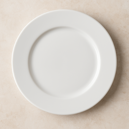 Prato de Sobremesa Cerâmico Flat Branco 21 cm