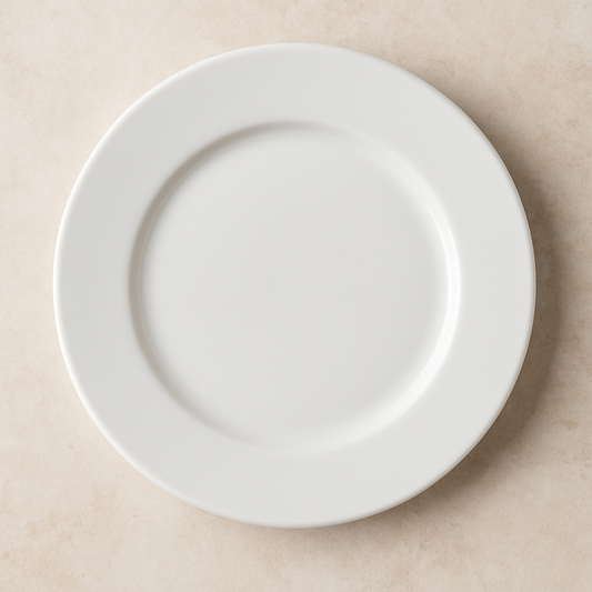 Prato de Sobremesa Cerâmico Flat Branco 21 cm