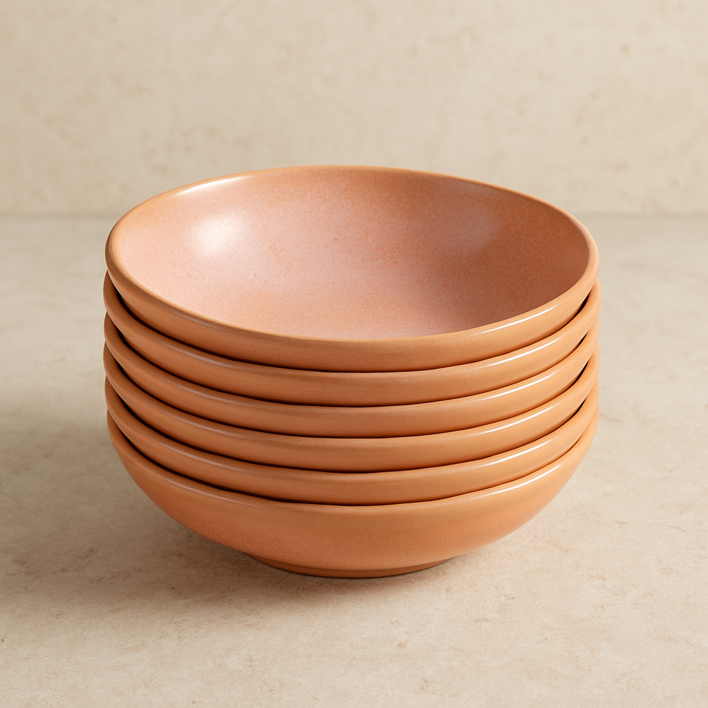 Prato Fundo de Cerâmica Bio Litchi Rosa 22 cm