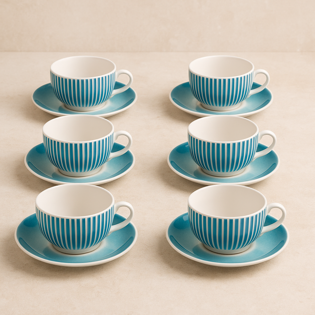 Jogo de Xícaras de Porcelana Acqua Chá 160ml 12 Peças