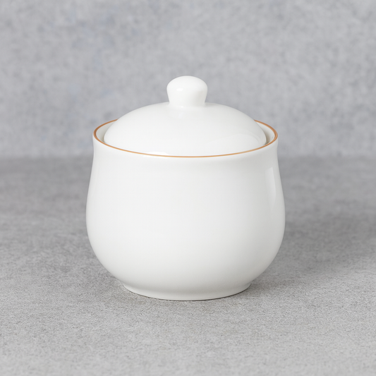 Açucareiro de Porcelana Branca com Borda Dourada 300ml - Royal Hauskraft