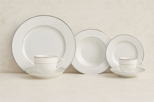 Aparelho de Jantar Porcelana Majesty Silver 42 Peças