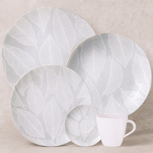 Aparelho de Jantar de Porcelana Arbo Cinza 20 Peças