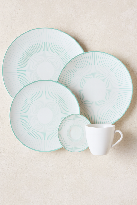 Aparelho de Jantar de Porcelana Lineare Verde 20 Peças