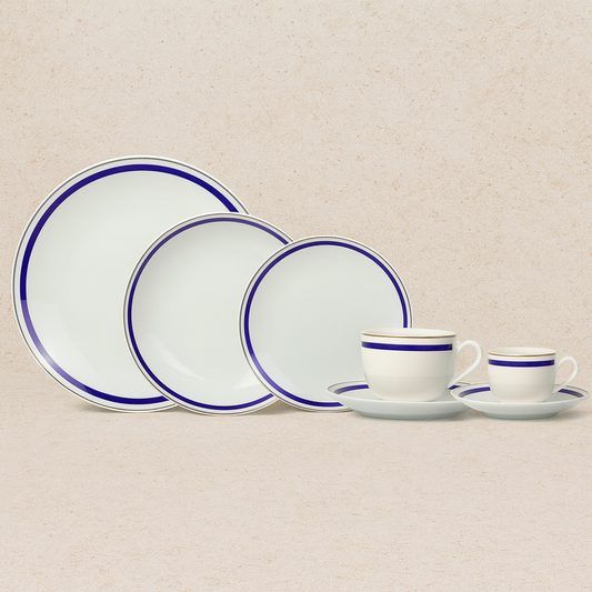 Aparelho de jantar de porcelana Três Classique azul 42 peças