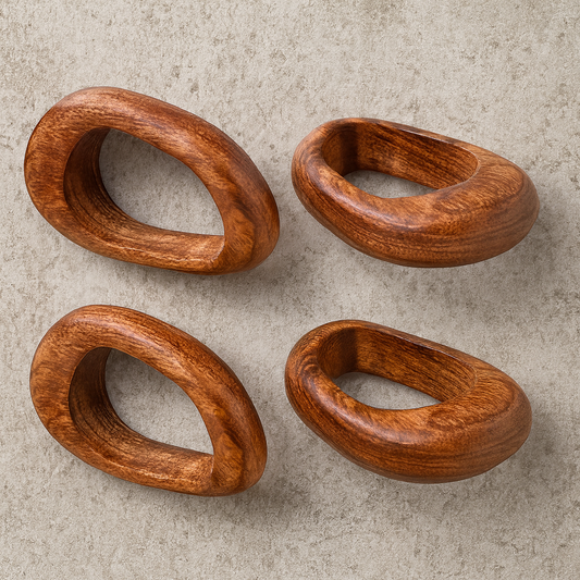 Argola de Guardanapo Modern Wood 04 peças