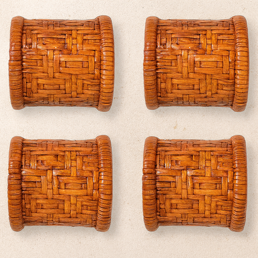 Argolas de Guardanapo Rattan Caramelo 4 Peças