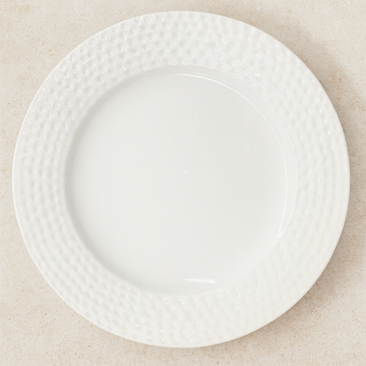 Prato de Cerâmica Raso Botânica Branco 28 cm