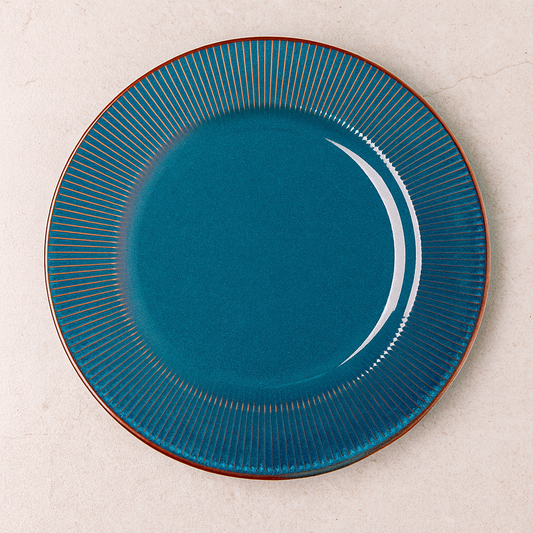 Prato de Cerâmica Raso Linear Azul 27 cm