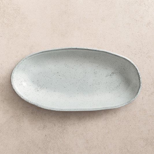 Prato de Cerâmica Raso Oval Echo Cinza 31x24 cm