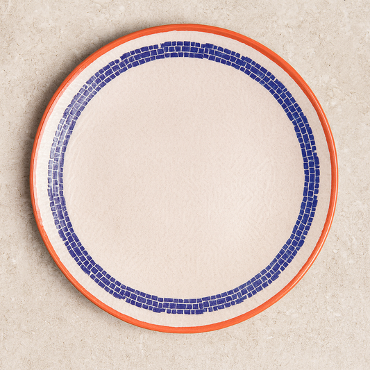 Prato de Cerâmica Raso Village Creme 25 cm