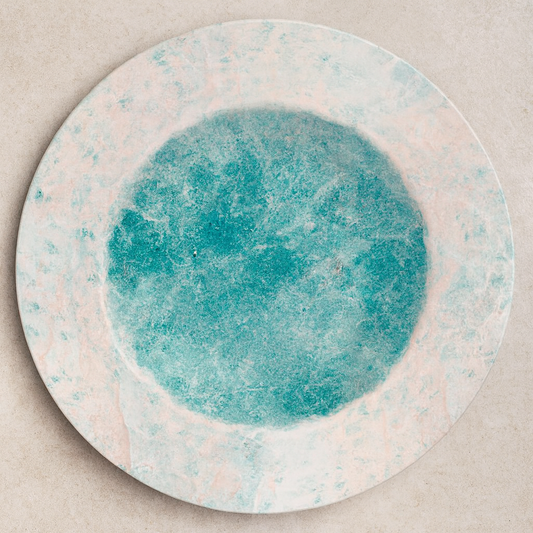 Prato de Porcelana Raso Flourita Azul 28 cm
