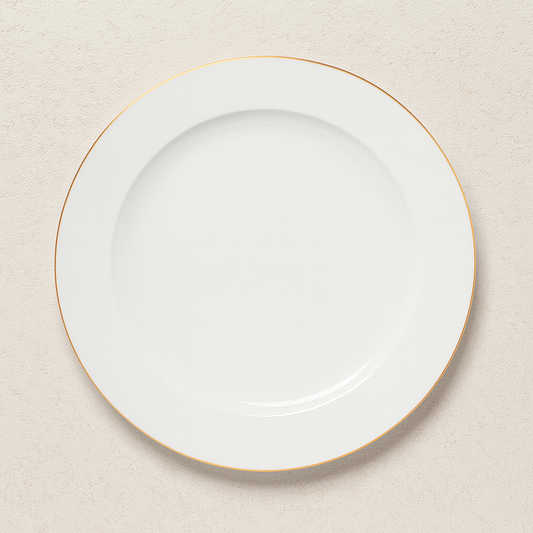 Prato de Porcelana Raso Royal com Borda Dourada