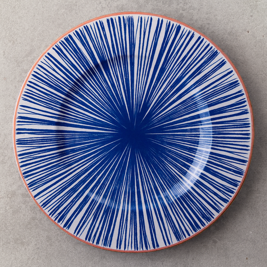 Prato de porcelana raso Abstratta azul 28 cm