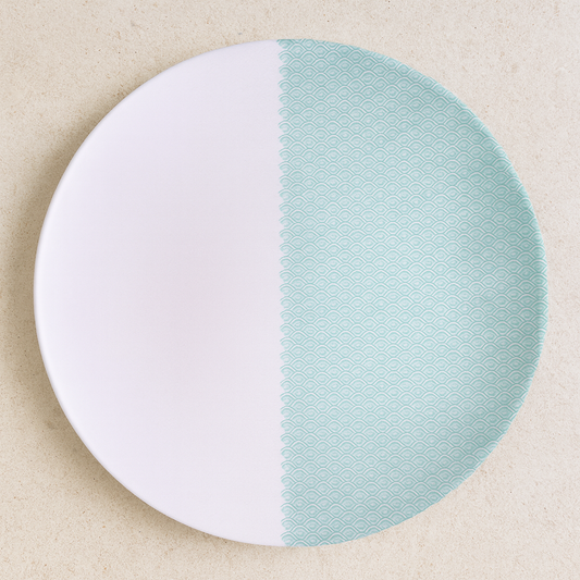 Prato de porcelana raso Aquarius azul 28x02 cm