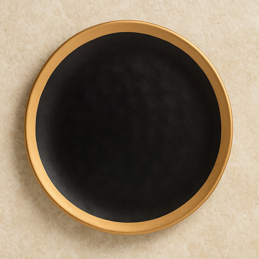Prato de porcelana raso Dubai Preto 25 cm