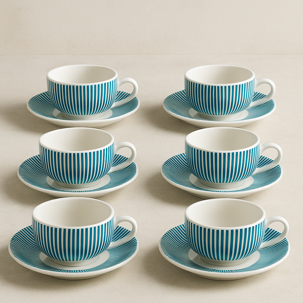 Jogo de Xícaras de Porcelana Acqua Chá 160ml 12 Peças