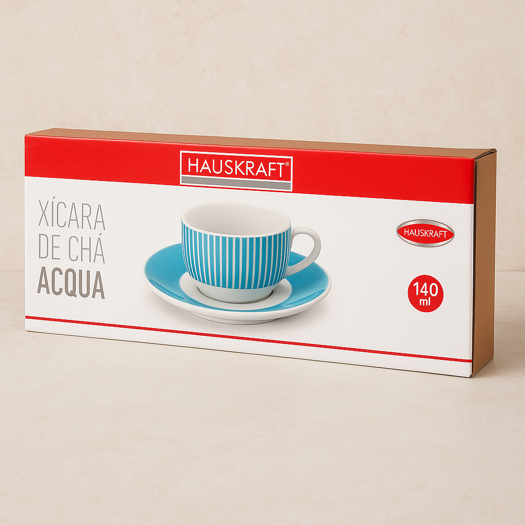Jogo de Xícaras de Porcelana Acqua Chá 160ml 12 Peças