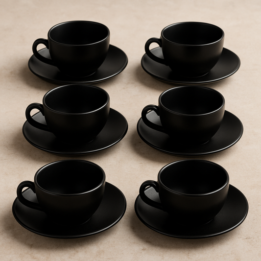 Jogo de Xícaras Porcelana Manhattan Falling Preto 12 peças
