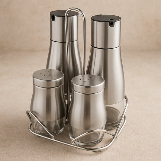 Kit Galheteiro de Inox com Suporte 5 Peças – Uny Gift