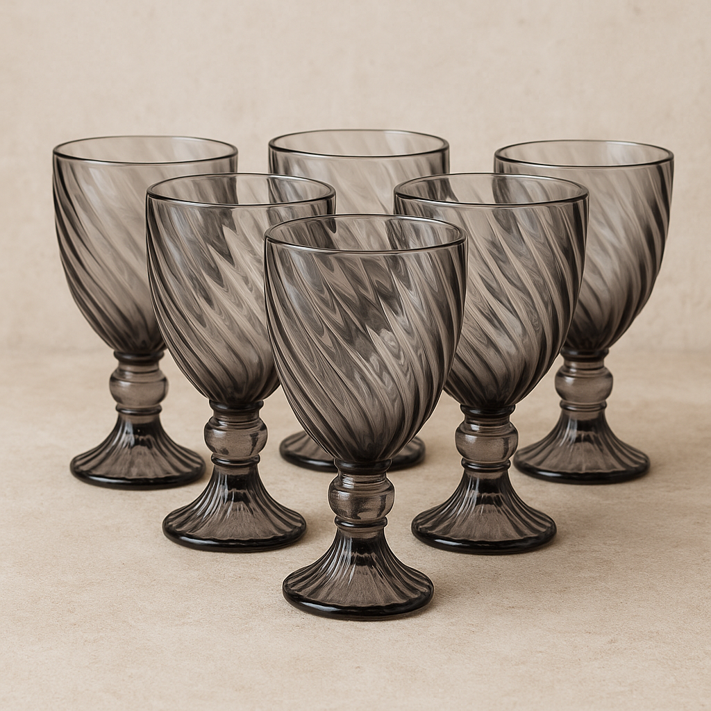 Jogo de Taças de Vidro Elysee Cinza – 325 ml – 6 Peças