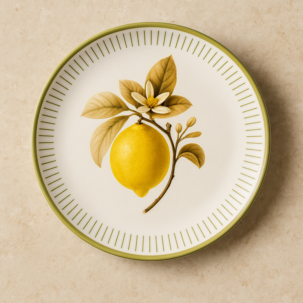 Prato de cerâmica de sobremesa Bio Lemon 21,5x02 cm