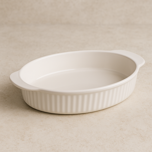 Travessa de Cerâmica Sandy Oval Branca 36x22 cm
